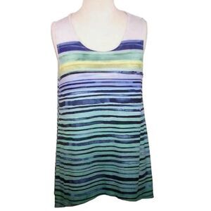 Live and Let Live Tank Top PL Stretch Striped Watercolor Sleeveless Asymmetrical
